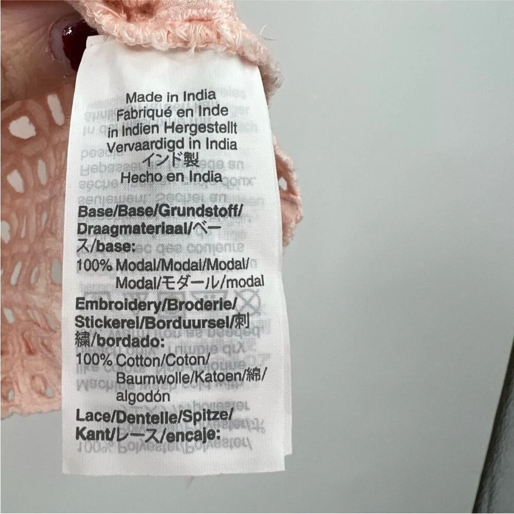 XS 00 Pink Eyelet Peplum Blouse with cinch adjustable peplum waist - Picture 8 of 11